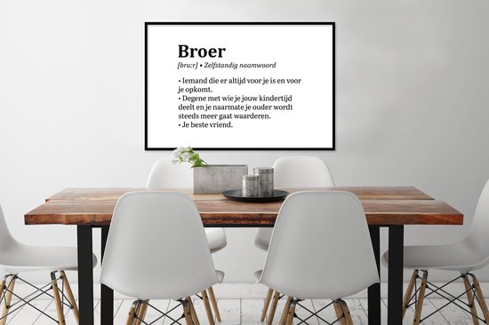 Cadre photo avec affiche - Dictionnaire - Définition de frère - Frère - Citations - Proverbes - 90x60 cm - Cadre pour affiche