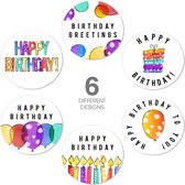 Verjaardag stickers 50!! stuks! - Happy Birthday To You - Ballonnen - Taart -Sluitstickers - Sluitzegel - Gebak - Koekjes - Sieraden - Small Business - Envelopsticker - Traktatie zakje - Cadeau - Cadeauzakje - Kado - Chique inpakken - Feest