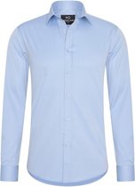 Heren overhemd MarshallDenim - Lange mouwen - Licht blauw - Slim fit met stretch - Maat L