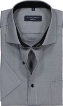 CASA MODA comfort fit overhemd - korte mouw - grijs structuur (contrast) - Strijkvrij - Boordmaat: 44