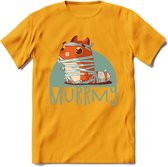 Kat murrmy T-Shirt Grappig | Dieren katten halloween Kleding Kado Heren / Dames | Animal Skateboard Cadeau shirt - Geel - S