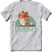 Kat murrmy T-Shirt Grappig | Dieren katten halloween Kleding Kado Heren / Dames | Animal Skateboard Cadeau shirt - Licht Grijs - Gemaleerd - L