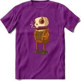 Casual skelet T-Shirt Grappig | Dieren halloween Kleding Kado Heren / Dames | Animal Skateboard Cadeau shirt - Paars - L