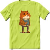 Casual kat T-Shirt Grappig | Dieren katten Kleding Kado Heren / Dames | Animal Skateboard Cadeau shirt - Groen - L