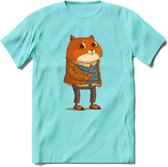 Casual kat T-Shirt Grappig | Dieren katten Kleding Kado Heren / Dames | Animal Skateboard Cadeau shirt - Licht Blauw - S