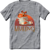 Kat murrmy T-Shirt Grappig | Dieren katten halloween Kleding Kado Heren / Dames | Animal Skateboard Cadeau shirt - Donker Grijs - Gemaleerd - M