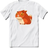 Silly cat T-Shirt Grappig | Dieren katten Kleding Kado Heren / Dames | Animal Skateboard Cadeau shirt - Wit - L