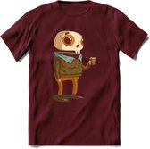 Casual skelet T-Shirt Grappig | Dieren halloween Kleding Kado Heren / Dames | Animal Skateboard Cadeau shirt - Burgundy - XL