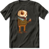 Casual skelet T-Shirt Grappig | Dieren halloween Kleding Kado Heren / Dames | Animal Skateboard Cadeau shirt - Donker Grijs - S