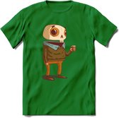 Casual skelet T-Shirt Grappig | Dieren halloween Kleding Kado Heren / Dames | Animal Skateboard Cadeau shirt - Donker Groen - 3XL