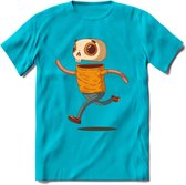 Casual skelet T-Shirt Grappig | Dieren halloween Kleding Kado Heren / Dames | Animal Skateboard Cadeau shirt - Blauw - XXL