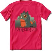 Monster van Purrkenstein T-Shirt Grappig | Dieren katten halloween Kleding Kado Heren / Dames | Animal Skateboard Cadeau shirt - Roze - XL