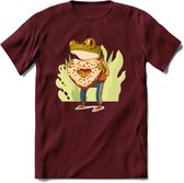 Valentijn kikker T-Shirt Grappig | Dieren Valentijnsdag Kleding Kado Heren / Dames | Animal Skateboard Cadeau shirt - Burgundy - M