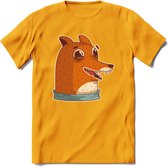 Lachende vos T-Shirt Grappig | Dieren honden Kleding Kado Heren / Dames | Animal Skateboard Cadeau shirt - Geel - XL