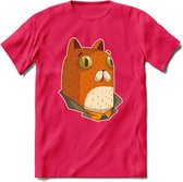 Casual kat T-Shirt Grappig | Dieren katten Kleding Kado Heren / Dames | Animal Skateboard Cadeau shirt - Roze - XL