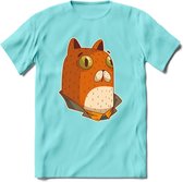 Casual kat T-Shirt Grappig | Dieren katten Kleding Kado Heren / Dames | Animal Skateboard Cadeau shirt - Licht Blauw - M