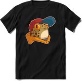 Hippe Kikker T-Shirt Grappig | Dieren reptielen Kleding Kado Heren / Dames | Animal Skateboard Cadeau shirt - Zwart - S