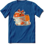 Mummy kat T-Shirt Grappig | Dieren katten halloween Kleding Kado Heren / Dames | Animal Skateboard Cadeau shirt - Donker Blauw - XXL