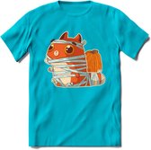 Mummy kat T-Shirt Grappig | Dieren katten halloween Kleding Kado Heren / Dames | Animal Skateboard Cadeau shirt - Blauw - M