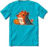 Graaf Dracula kat T-Shirt Grappig | Dieren katten halloween Kleding Kado Heren / Dames | Animal Skateboard Cadeau shirt - Blauw - 3XL