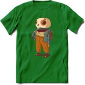 Casual skelet T-Shirt Grappig | Dieren halloween Kleding Kado Heren / Dames | Animal Skateboard Cadeau shirt - Donker Groen - S