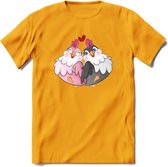 Tortelduifjes - Valentijn T-Shirt | Grappig Valentijnsdag Cadeautje voor Hem en Haar | Dames - Heren - Unisex | Kleding Cadeau | - Geel - XL