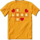 Love You - Valentijn T-Shirt | Grappig Valentijnsdag Cadeautje voor Hem en Haar | Dames - Heren - Unisex | Kleding Cadeau | - Geel - XL