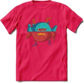 Casual monsters T-Shirt Grappig | Dieren Kleding Kado Heren / Dames | Animal Skateboard Cadeau shirt - Roze - XL