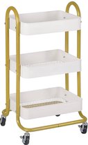 FURNIBELLA - Keukentrolley trolley 46x38x80cm goudwit