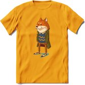 Casual vos T-Shirt Grappig | Dieren honden Kleding Kado Heren / Dames | Animal Skateboard Cadeau shirt - Geel - XXL