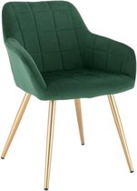 Polaza-Home® Eetkamerstoel – Design Stoelen – Kuipstoel - Stoel – Stoelen - Stoelen Eetkamerstoelen - Donker Groen/Goud