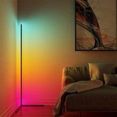 Cajoroy® Moderne LED Vloerlamp RGB – Sfeerverlichting hoek - LED Lamp - Hoeklamp - Woonkamer / Industrieel – Dimbaar – Staande Lamp – Afstandsbediening – Zwart Lichtsnoer - Lamp - Kleur lamp 