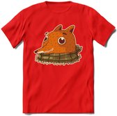 Casual vos T-Shirt Grappig | Dieren honden Kleding Kado Heren / Dames | Animal Skateboard Cadeau shirt - Rood - XL