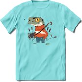 Casual kikker T-Shirt Grappig | Dieren reptiel Kleding Kado Heren / Dames | Animal Skateboard Cadeau shirt - Licht Blauw - S