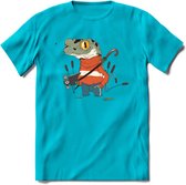 Casual kikker T-Shirt Grappig | Dieren reptiel Kleding Kado Heren / Dames | Animal Skateboard Cadeau shirt - Blauw - XL