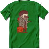 Casual egel T-Shirt Grappig | Dieren herfst Kleding Kado Heren / Dames | Animal Skateboard Cadeau shirt - Donker Groen - S