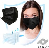 50 stuks Medische Gezichtsmaskers/Mondkapjes - 3-laags Filtersysteem -Type IIR - Gecertificeerde kwaliteit - Made in EU - Huidvriendelijk - ZWART