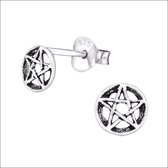 Aramat jewels ® - Zilveren oorbellen gotische ster zilver 6mm geoxideerd