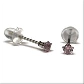 Aramat jewels ® - Zirkonia zweerknopjes ster 3mm oorbellen paars chirurgisch staal