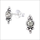 Aramat jewels ® - Keltische zilveren oorbellen bolletjes black diamond 925 zilver 9x4mm geoxideerd