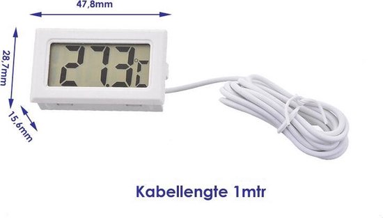 ***Digitale Thermometer WIT - Aquarium - Koelkast - Vriezer - Vloeistof - LCD Temperatuurmeter met meetsonde-van Heble®*** - Heble®