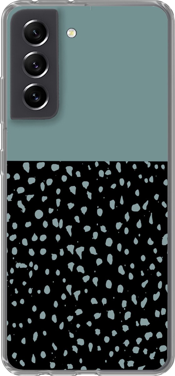 Telefoonhoesje Geschikt voor Samsung Galaxy S21 FE hoesje - Stippen - Groen - Zwart - Siliconen Telefoonhoesje Telefoonhoesje