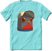 Chirp vogel T-Shirt Grappig | Dieren Kleding Kado Heren / Dames | Animal Skateboard Cadeau shirt - Licht Blauw - L