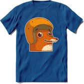 Safety fox T-Shirt Grappig | Dieren vos Kleding Kado Heren / Dames | Animal Skateboard Cadeau shirt - Donker Blauw - M