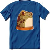 Blije kikker T-Shirt Grappig | Dieren reptielen Kleding Kado Heren / Dames | Animal Skateboard Cadeau shirt - Donker Blauw - L