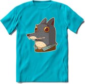 Casual wolf T-Shirt Grappig | Dieren Kleding Kado Heren / Dames | Animal Skateboard Cadeau shirt - Blauw - S