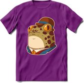 Fancy frog T-Shirt Grappig | Dieren rijke kikker Kleding Kado Heren / Dames | Animal Skateboard Cadeau shirt - Paars - XXL