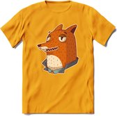 Casual vos T-Shirt Grappig | Dieren fox Kleding Kado Heren / Dames | Animal Skateboard Cadeau shirt - Geel - XL