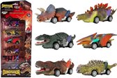 Dinosaurus auto speelgoed jongens - 6 stuks – Zelfrijdend - Jurassic Speelgoed autos jongens - Dinosaurussen speelfiguren - Dino speelgoed auto – Dinosaurussen speelgoed auto 2 jaa