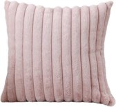 Sierkussen Fleece Geribbeld – Roze – 45 x 45 cm (inclusief vulling)